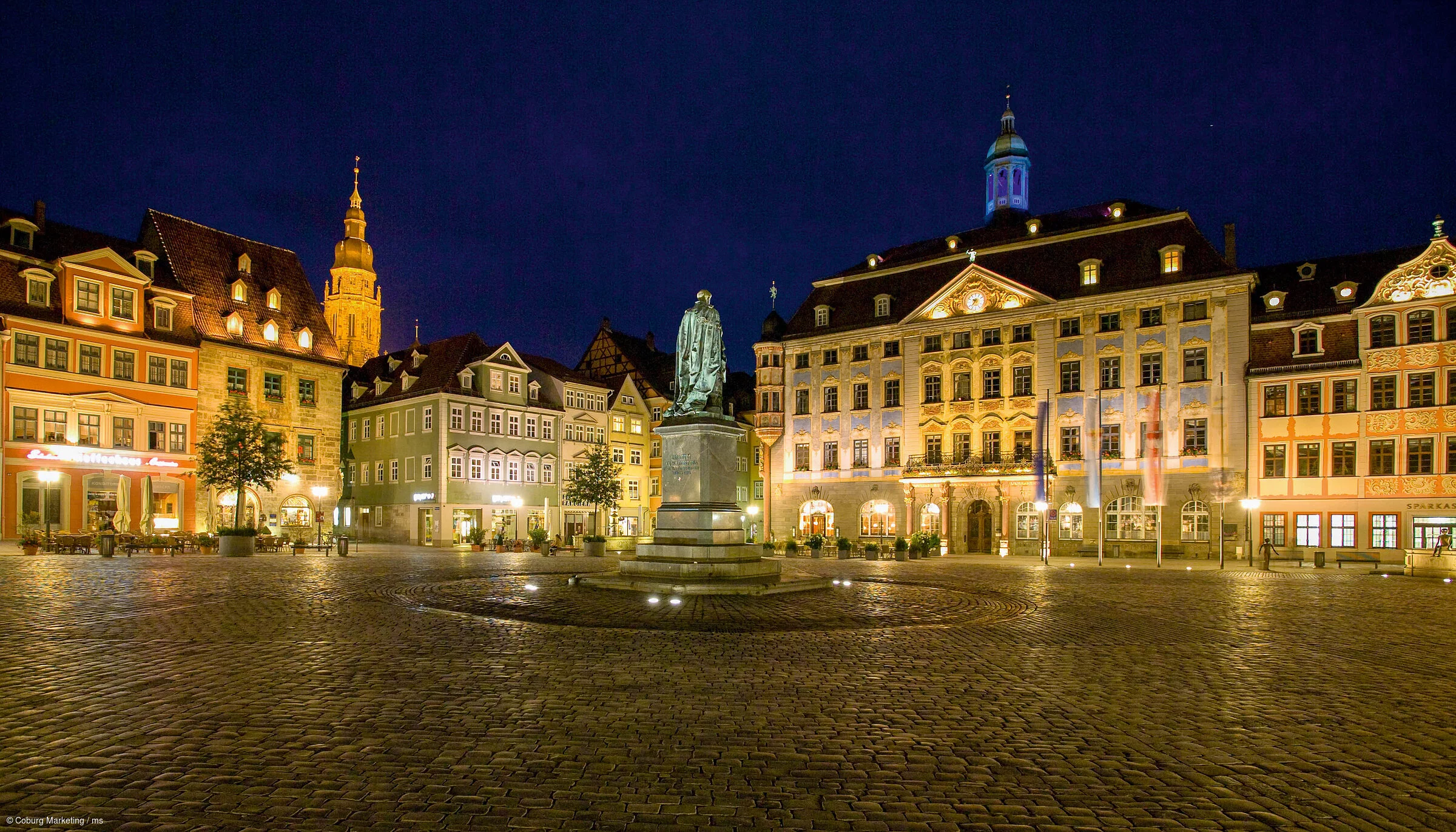 Coburger Marktplatz bei Nacht