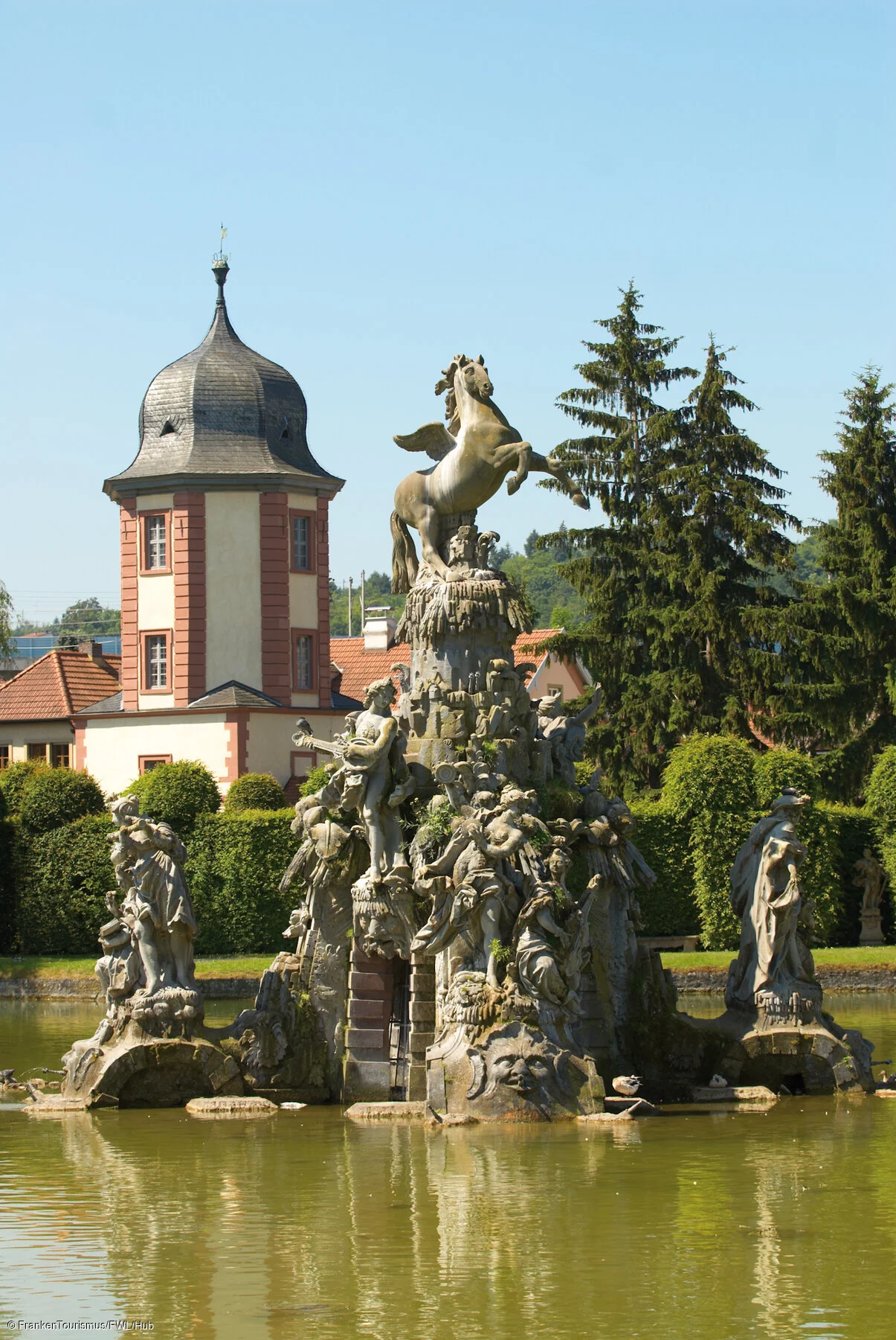 Pegasusbrunnen im Rokokogarten des Veitshöchheimer Schlosses
