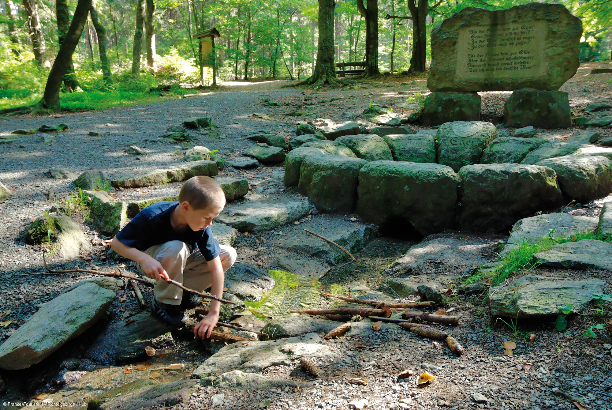 Spielende Kinder an der Egerquelle