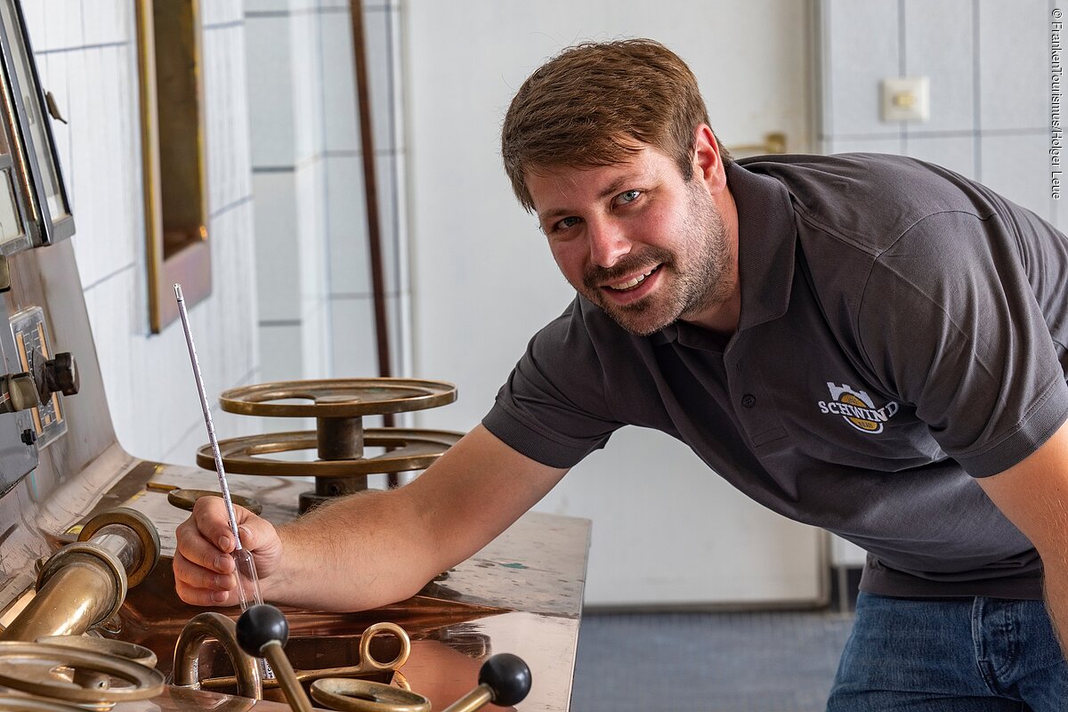 Brewmaster Oliver Selzer of Schwind Bräu brewery, Aschaffenburg Schweinheim, Bavaria, Franconia, Germany